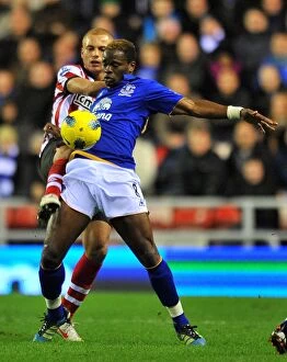 Images Dated 26th December 2011: Intense Rivalry: Wes Brown vs. Louis Saha - Everton vs. Sunderland's Epic Battle for the Ball