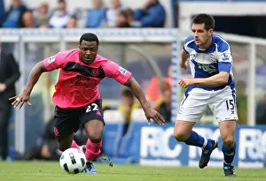 2 October 2010 Birmingham City V Everton Prints: Intense Rivalry: Yakubu vs. Dann - Birmingham City vs