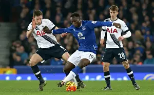 Everton V Tottenham Hotspur - Goodison Park Prints: Intense Showdown: Lukaku vs. Vertonghen & Carroll at Goodison Park - Everton vs