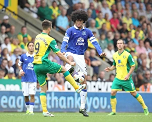 Norwich City 2 V Everton 2 : Carrow Road : 17-08-2013 Prints: Intense Tackle: Fellaini vs van Wolfswinkel - Everton vs Norwich City (BPL 2013)