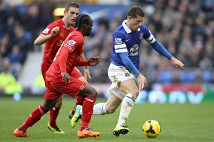 Everton 3 V Liverpool 3 : Goodison Park : 23-11-2013 Prints: Intense Triple Battle: Ross Barkley vs