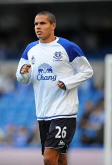 Images Dated 15th October 2011: Jack Rodwell's Intense Warm-Up: Everton's Midfielder Prepares for Premier League Battle at
