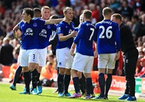 Liverpool v Everton - Anfield Collection: Jagielka Scores Historic Goal: Everton Triumphs Over Liverpool at Anfield