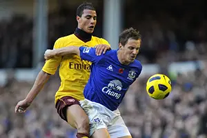Phil Jagielka Prints: Jagielka vs Chamakh: A Battle at Goodison Park - Everton vs Arsenal
