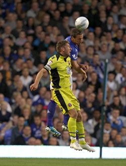 24 August 2011, Carling Cup Round 2 V Sheffield United Prints: Jagielka vs Cresswell: Everton vs Sheffield United Clash in Carling Cup Round 2 (August 2011)