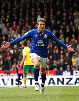 07 April 2012 v Norwich City, Carrow Road Collection: Jelavic Doubles Up: Everton's Winning Moment against Norwich City (07.04.2012)