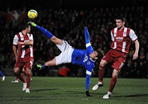FA Cup : Round 3 : Cheltenham Town 1 V Everton 5 : Whaddon Road : 07-01-2013 Prints: Jelavic Reaches for FA Cup Victory: Everton's Dominant Performance against Cheltenham Town (Round 3)
