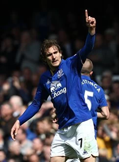 Images Dated 13th May 2012: Jelavic Scores Everton's Second Goal: 2-0 Victory Over Newcastle United (May 13, 2012)