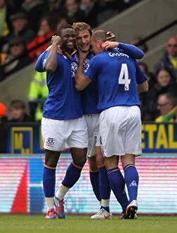 Images Dated 7th April 2012: Jelavic Scores Opening Goal: Everton's Triumph at Norwich City (07 April 2012)