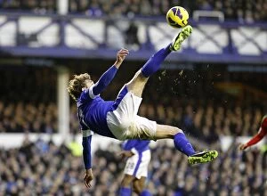 Everton 0 v Swansea City 0 : Goodison Park : 12-01-2013 Collection: Jelavic's Bicycle Kick: A Thrilling Moment from Everton vs Swansea City (0-0, Goodison Park)