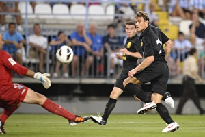 Jelavic's Determined Strike: Everton vs Malaga CF Pre-Season Friendly at La Rosaleda Stadium