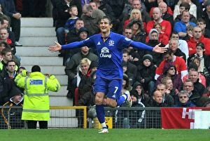 Images Dated 22nd April 2012: Jelavic's Thriller: Everton's Opening Goal vs. Manchester United in the Premier League