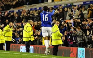 10 November 2010 Everton v Bolton Wanderers Collection: Jermaine Beckford's Thrilling Goal Celebration: Everton's First Against Bolton Wanderers