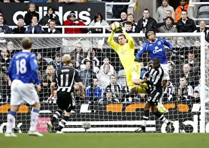 Newcastle V Everton Prints: Jo vs Harper: Everton's Jo Battle it Out with Newcastle's Harper in Barclays Premier League Clash at St James