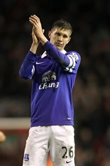 Images Dated 28th January 2014: John Stones Appreciates Fans Support: Everton's Defender Shows Gratitude After Liverpool's 4-0 Win