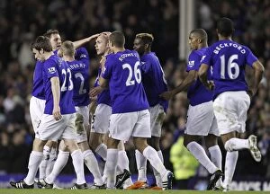 Images Dated 9th March 2011: Johnny Heitinga's Dramatic Equalizer: Everton's Comeback at Goodison Park