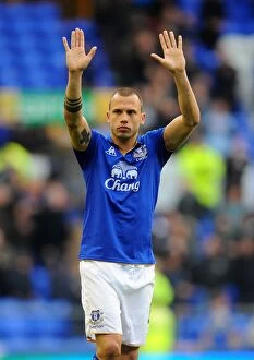 Images Dated 28th April 2012: Johnny Heitinga's Triumph: Everton's Victory over Fulham in the Barclays Premier League