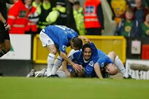 Norwich 2 Everton 3 Collection: Kevin Kilbane is mobbed