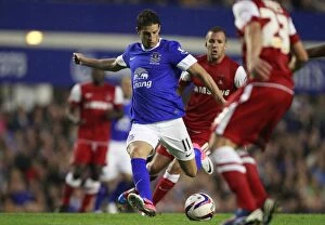 Images Dated 29th August 2012: Kevin Mirallas Brace Powers Everton to Dominant 5-0 Capital One Cup Win over Leyton Orient