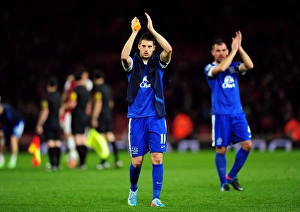 Arsenal 0 V Everton 0 : Emirates Stadium : 16-04-2013 Prints: Kevin Mirallas of Everton Shows Gratitude to Fans After Scoreless Draw Against Arsenal