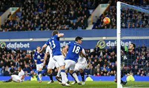 Football Soccer Full Length Prints: Last-Minute Agony: Seamus Coleman's Heartbreaking Miss Costs Everton a Win Against Swansea City