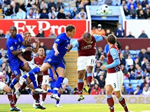 29 August 2010 Aston Villa v Everton Collection: Last-Minute Thriller: Jagielka's Dramatic Header Saves a Point for Everton at Villa Park (2010)