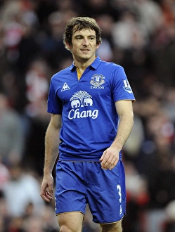 Leighton Baines in Action: Everton vs. Arsenal, Barclays Premier League, Emirates Stadium (10 December 2011)