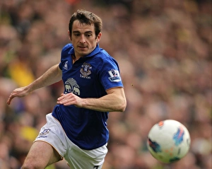 Leighton Baines in Action: Everton vs. Norwich City, Barclays Premier League (07 April 2012)