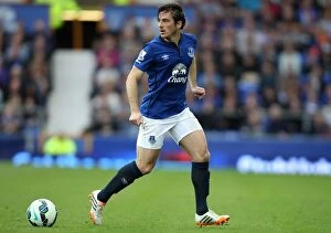 Images Dated 18th October 2014: Leighton Baines in Action: Everton vs Aston Villa, Premier League at Goodison Park