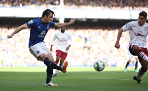 Everton V Aston Villa - Goodison Park Prints: Leighton Baines in Action: Everton vs Aston Villa, Barclays Premier League - Goodison Park