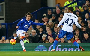 Football Soccer Full Length Prints: Leighton Baines in Action: Everton vs Crystal Palace, Premier League at Goodison Park