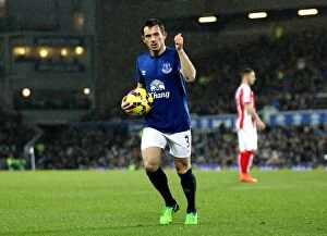 Images Dated 26th December 2014: Leighton Baines in Action: Everton vs Stoke City, Goodison Park - Premier League