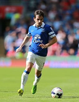 Images Dated 31st August 2013: Leighton Baines Defensive Heroics: Everton Holds Cardiff City Scoreless (31-08-2013)