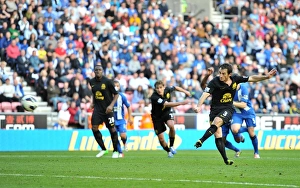 Wigan Athletic 2 V Everton 2 : DW Stadium : 06-10-2012 Prints: Leighton Baines Dramatic Penalty: Everton's Equalizer in 2-2 Draw vs