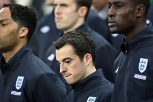 Images Dated 28th March 2009: Leighton Baines Gears Up at Wembley: England's Sub Ready for Friendly Against Slovakia