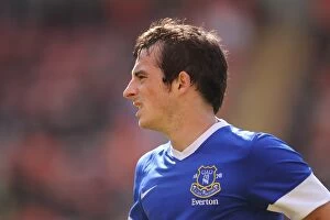 Images Dated 5th August 2012: Leighton Baines at Keith Southern's Testimonial: Everton vs. Blackpool at Bloomfield Road