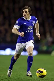 Images Dated 30th January 2013: Leighton Baines Leadership: Everton's Triumph Over West Bromwich Albion (BPL)