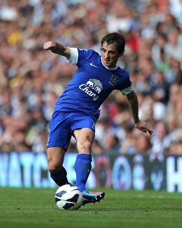 Images Dated 1st September 2012: Leighton Baines Leading Performance: Everton's Victory over West Bromwich Albion (01-09-2012)