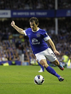 Everton 1 V Manchester United 0 : Goodison Park: 20-08-2012 Prints: Leighton Baines Leads Everton to Victory Over Manchester United (1-0)