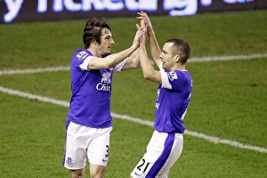 Everton 2 V West Bromwich Albion 1 : Goodison Park : 30-01-2013 Prints: Leighton Baines and Leon Osman: Everton's Jubilant Goal Celebration vs