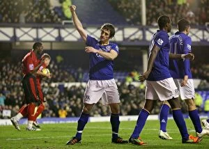 Images Dated 7th January 2012: Leighton Baines Penalty: Everton's FA Cup Victory over Tamworth (07.01.2012)