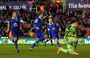 Images Dated 1st January 2014: Leighton Baines Scores Dramatic Equalizer: Stoke City 1-1 Everton (January 1, 2014)
