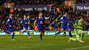 Stoke City 1 V Everton 1 : Britannia Stadium : 01-01-2014 Prints: Leighton Baines Scores Dramatic Equalizer for Everton at Britannia Stadium (01-01-2014)