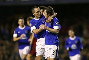 Images Dated 30th January 2013: Leighton Baines Scores Dramatic Penalty, Securing a 2-1 Win for Everton over West Bromwich Albion