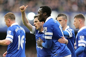 Everton 3 V Swansea City 2 : Goodison Park : 22-03-2014 Prints: Leighton Baines Scores Everton's First Goal: Everton 3-2 Swansea City (BPL)