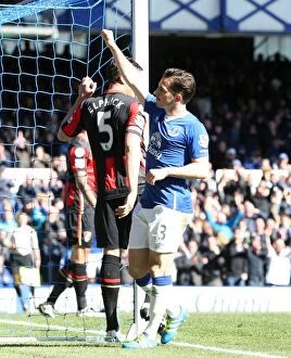 Images Dated 30th April 2016: Leighton Baines Scores Everton's Second Goal Against AFC Bournemoth at Goodison Park