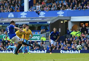 Everton V Crystal Palace - Goodison Park Prints: Leighton Baines Scores Everton's Second Goal Against Crystal Palace at Goodison Park
