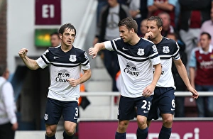 Season 2013-14 Prints: Leighton Baines Scores Everton's Second Goal: West Ham United 2-3 Everton (September 21)