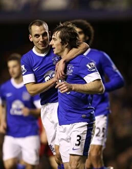 Images Dated 30th January 2013: Leighton Baines Scores Game-Winning Penalty: Everton Secures 2-1 Victory Over West Bromwich Albion