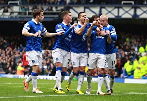 Everton 2 V Manchester United 0 : Goodison Park : 21-04-2014 Prints: Leighton Baines Scores Penalty: Everton Leads Manchester United 1-0 (April 21, 2014)